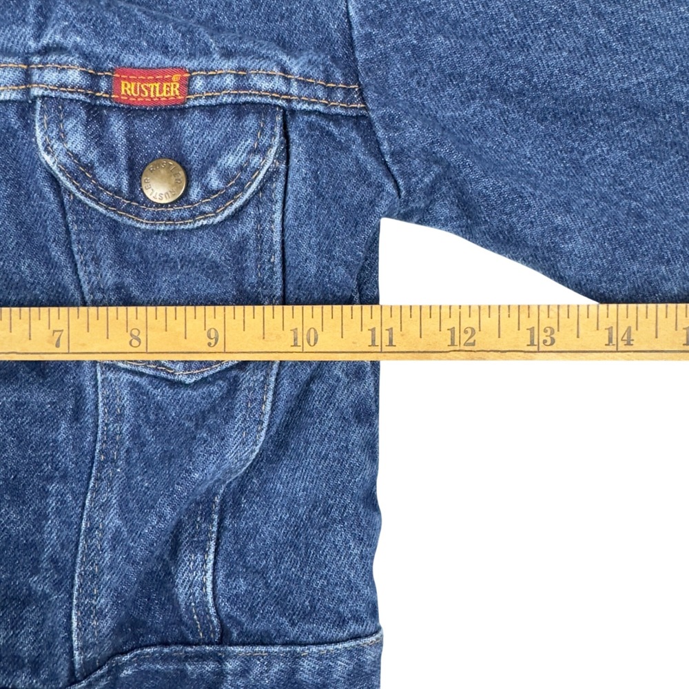 Vtg 80s Rustler Kids Denim Jacket 4T 5T USA Made Blue Trucker Western - Picture 9 of 11